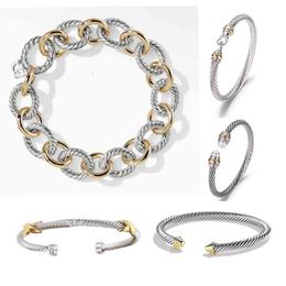 Dy Twisted Bracelet Classic Luxury Bracelets 여성을위한 디자이너 패션 쥬얼리 골드 실버 진주 크로스 다이아몬드 핫 파티 웨딩 선물 도매 7onv