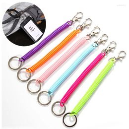 Keychains Lobster Clasp Hook Spring Stretchy Coil Keyring Keychain Strap Rope Cord Swivel Clips Key Hooks Anti-lost Phone