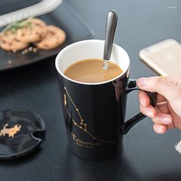 Mugs Creative Personalised Cup Ceramic Mug With Lid Spoon Trend Couple Drinking Household Coffee Men And Women Tea