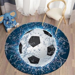 Carpets HX Football Round Carpet Living Room 3D Printed Floor Mat Children Bedroom Rug Computer Chair Pad Soccer Home Decor