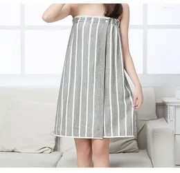 Towel Drop Women Stripe Bath Wearable Cotton Beach Pink Grey Soft Wrap Skirt Towels Absorbent Home