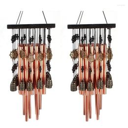 Decorative Figurines 2X Outdoor Indoor Metal Tube Wind Chime With Copper Bell Large Windchimes For Patio Garden Terrace Decoration 80Cm