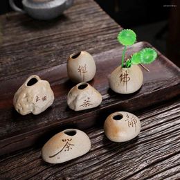 Vases Japanese Style Stone Shape Vase Mini Ceramic Stoare Zen Hydroponic Small Fresh Flower Inserts Tea Table Decor