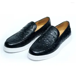 Casual Shoes Fashion Genuine Leather Flat Penny Loafers Round Toe Slip-On Mocassin Homme Blue Black Red Sneakers Footwear Male