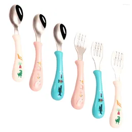 Flatware Sets 3 Fork And Spoon Toddler Utensils Infant Stainless Steel Baby Supplies Training Eating Portable Spoons Forks Born