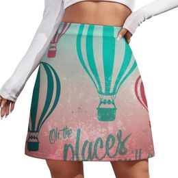 Skirts Oh The Places You'll Go - Coral & Teal Mini Skirt Short For Women Evening Dresses