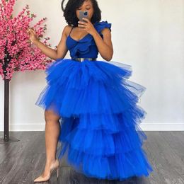 Skirts Blue Exquisite Classic Half Of Body Plus Size Hi-Lo Tulle Ruffles For Black Girls Custom Made