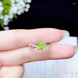 Cluster Rings KJJEAXCMY Fine Jewelry 925 Sterling Silver Inlaid Natural Gem Peridot Woman Female Girl Student Ring Support Detection