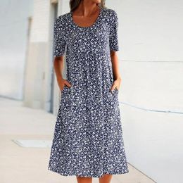 Casual Dresses Plus Size Women Shirt Dress 2024 Summer Sexy O Neck Buttons Half Sleeve Long Maxi Vestidos Bohemian Elegant Party Robe