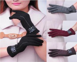 Five Fingers Gloves Women Ladies Bowknot Thermal Lined Touch Screen Winter Warm Est Elegant Evening Party Accessories13192654