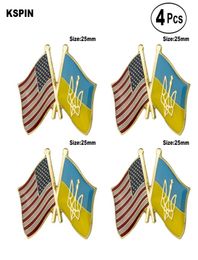 USA Ukraine Friendship Flag Pin Lapel Pin Badge Brooch Icons 4PC9176141
