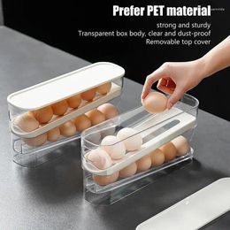 Kitchen Storage Refrigerator Egg Rack Rolling Dispenser Container Automatic Stackable Clear