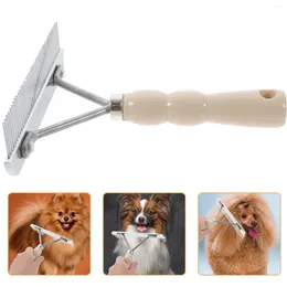 Dog Apparel Pet Rake Brush Hair Comb Removal Remover Tool Imitation Wood Handle Handheld Grooming Supply Stainless Steel Cat