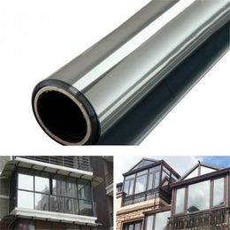 Window Stickers Top One Way Mirror Film PVC Self-adhesive Reflective Solar Privacy Tint For Home Grey Sliver Glass