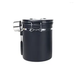 Storage Bottles One Way Valve Container Tea Sugar Kitchen Smell Proof Beans With Spoon Stainless Steel Coffee Canister Airtight Can
