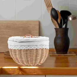 Dinnerware Sets Storage Baskets Woven Wicker Jewellery Craft Decorative White Delicate Bread