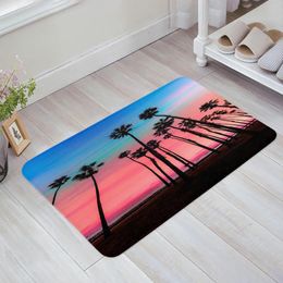 Carpets Beach Scenery Coconut Trees Bedroom Floor Mat Home Entrance Doormat Kitchen Bathroom Door Decoration Carpet Anti-Slip Foot Rug