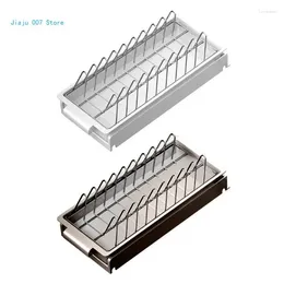 Kitchen Storage Dish Rack With Drainboard For Plate And Utensil Drawer Drainer Tray C9GA