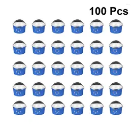 Disposable Cups Straws 100pcs 85/200ml Ice Cream Paper Cup With Half Cover Dessert Cake Bowl (Blue)