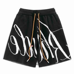 Rhude High end designer shorts for Trendy basketball shorts mens printed knit summer breathable sports and casual mens With 1:1 original labels