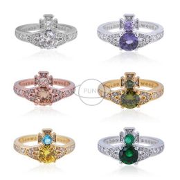 Brand Westwoodsen fully set with zircon Saturn orbit ring sparkling Instagram Queen Star same style Nail