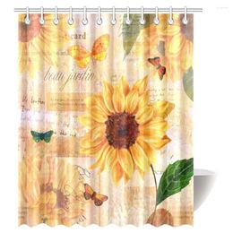 Shower Curtains Aplysia Vintage Sunflower In Watercolor Soft Pastel Toned Large Petals Artwork Fabric Bathroom Curtain Set With Hooks