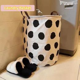 Laundry Bags Ins Linen Basket Black White Dot Storage Dirty Clothes Baskets Desktop Toy Box Large Foldable Organiser Hamper