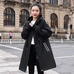 Women's Jackets Spring And Autumn Long Trench Coat Women Casual Loose Sleeves Simple Everything With Hooded Top Cardigan Woman