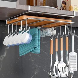 Kitchen Storage Multifunctional Cutting Easy Hanger Rack Holder Paper Towel Rags Cabinet Stainless Board Hanging Life Steel