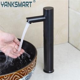 Bathroom Sink Faucets YANKSMART Faucet Sense Black Basin Sensor Tap Lavatory Deck Mounted Bath Combine Brass Mixer Taps