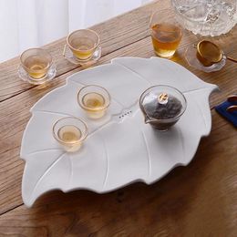 Tea Trays Valet Tray Kitchen Chinese Ceramic Irregular Water Absorbed Vassoi Da Portata Office Accessories