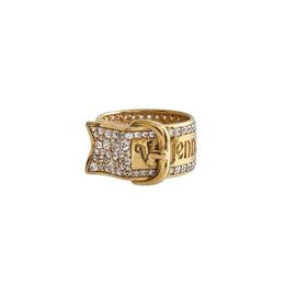 Designer Westwoods Saturn Full Diamond Belt Buckle Ring Punk Planet Letter High Version Nail 5STS