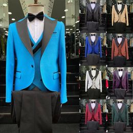 Men's Suits Slim Fit Business Tailored Made For Men Wedding 3 Pieces Blazer Sets Prom Party Elegant Terno Masculino Jacket Pant Vest