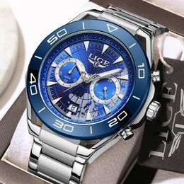 Wristwatches LIGE Casual Sport Military Watch For Men Top All Steel Waterproof Watches Fashion Chronograph Quartz