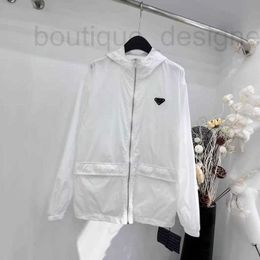 Women's Jackets designer brand 24 Summer New Product Simple Drawstring Hooded Logo Decoration Casual Light and Thin Nylon Sun Proof Charge Coat for Women MKLH