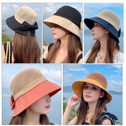 Berets Women's Hat Spring Summer Fashion Sun Protection Braided Fisherman Bow Outdoor Travel Beach UV