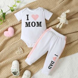 Clothing Sets Baby clothing set for children boys and girls 3 to 24 months old cute letter printed short sleeved long pants newborn fashion casual clothingL2405