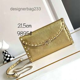 Cowhide Litchi Flap Shoulder Event Rivet Stud Leather New Layer 2024 Vo Valenteino Small Versatile Crossbody Bags Lady Pattern Rock Bag Top Square Purse 1RCE