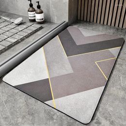 Bath Mats Quick Drying Super Absorbent Mat Nordic Style Striped Bathroom Rubber Non-slip Washable Shower Thin Rugs Fit Under Door