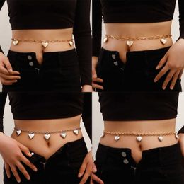 Waist Chain Belts Sexy and fashionable metal heart-shaped belly button belt for womens Bohemian summer beach bikini accessories body chain jewelry Q240511