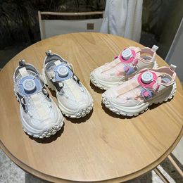 Детские сандалии 2024 летние новые девочки спортивная пляжная обувь детская обувь детская кнопка «Кнопка летняя детская обувь».