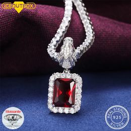 S925 Domineering Triangle Dragon Head Bail Red Cubic Zirconia Gem Pendant Necklace For Men Animal Hip Hop Jewelry Gifts 240507