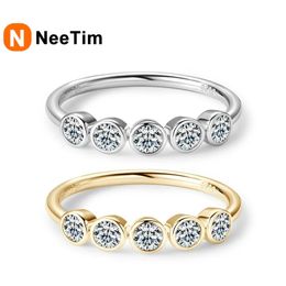 NeeTim m Ring With Certificate 925 Sterling Silver Rings for Women Couples Engagement Wedding Bands Jewellery Gift 240428