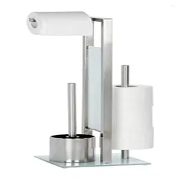 Storage Boxes 2-in-1 Toilet Paper Dispenser And Brush Set Stainless Steel Bathroom Accessory Chrome Matt