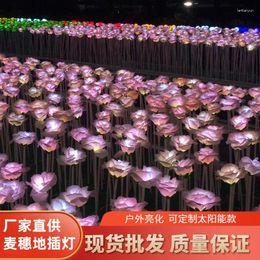 Decorative Flowers LED Rose Floor Lamp Outdoor Waterproof Luminous Landscape Courtyard Decoration Lighting Lawn