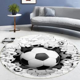 Carpets Round Carpet Living Room 3D Printed Anti-Slip Football Children Bedroom Rug Computer Chair Pad Soccer Mat Home Decoration