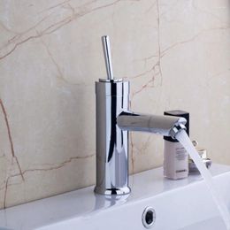 Bathroom Sink Faucets Monite Basin Faucet Modern Design Rotatble Water Spout Chrome Polished Mixer Tap And Cold Taps Deck Mounted