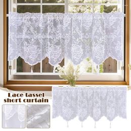 Curtain Lace Valance Cafe Kitchen White Sheer Short Window Net Voile Panel Decoration Drapes