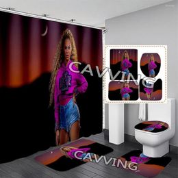 Shower Curtains Beyonce 3D Waterproof Bathroom Curtain Anti-slip Bath Mat Set Toilet Rugs Carpet Home Decor T03