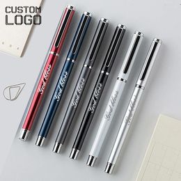Exquisite Metal Gel Pens Laser Carving Personalized Logo Office Accessories Birthday Party Gifts Students Stationery Supplies